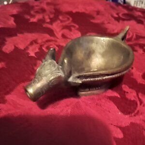 Vintage Brass Cow head oil lamp
